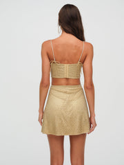 Glitter Grid Bustier Top Gold