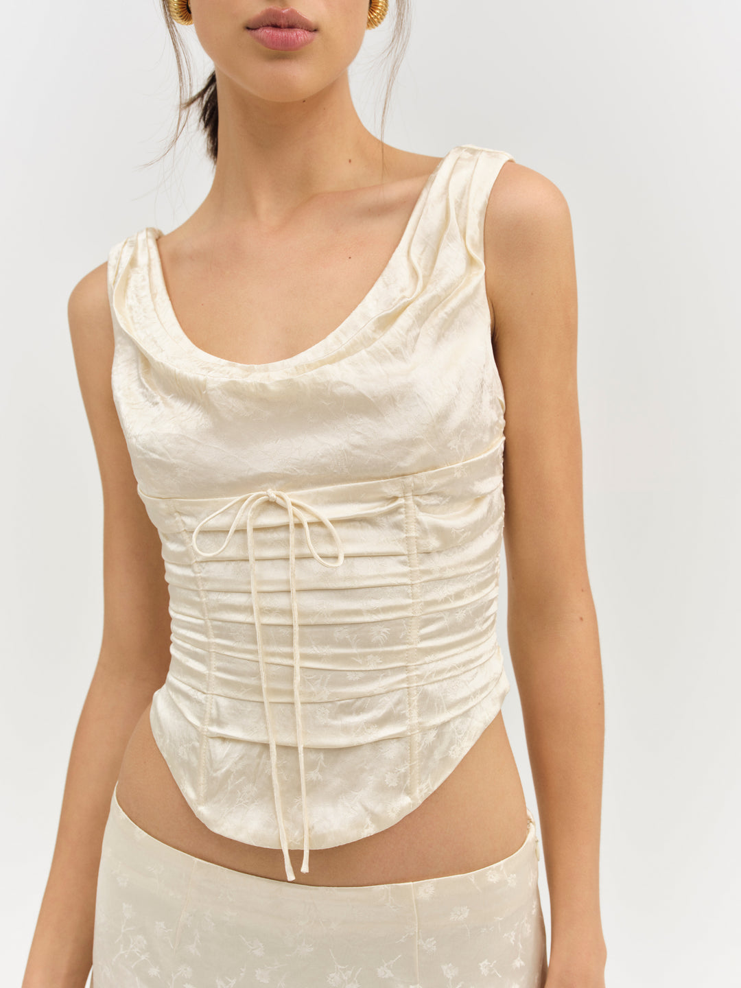 Carla Jacquard Corset Top Cream
