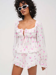 Fiona Floral Top White