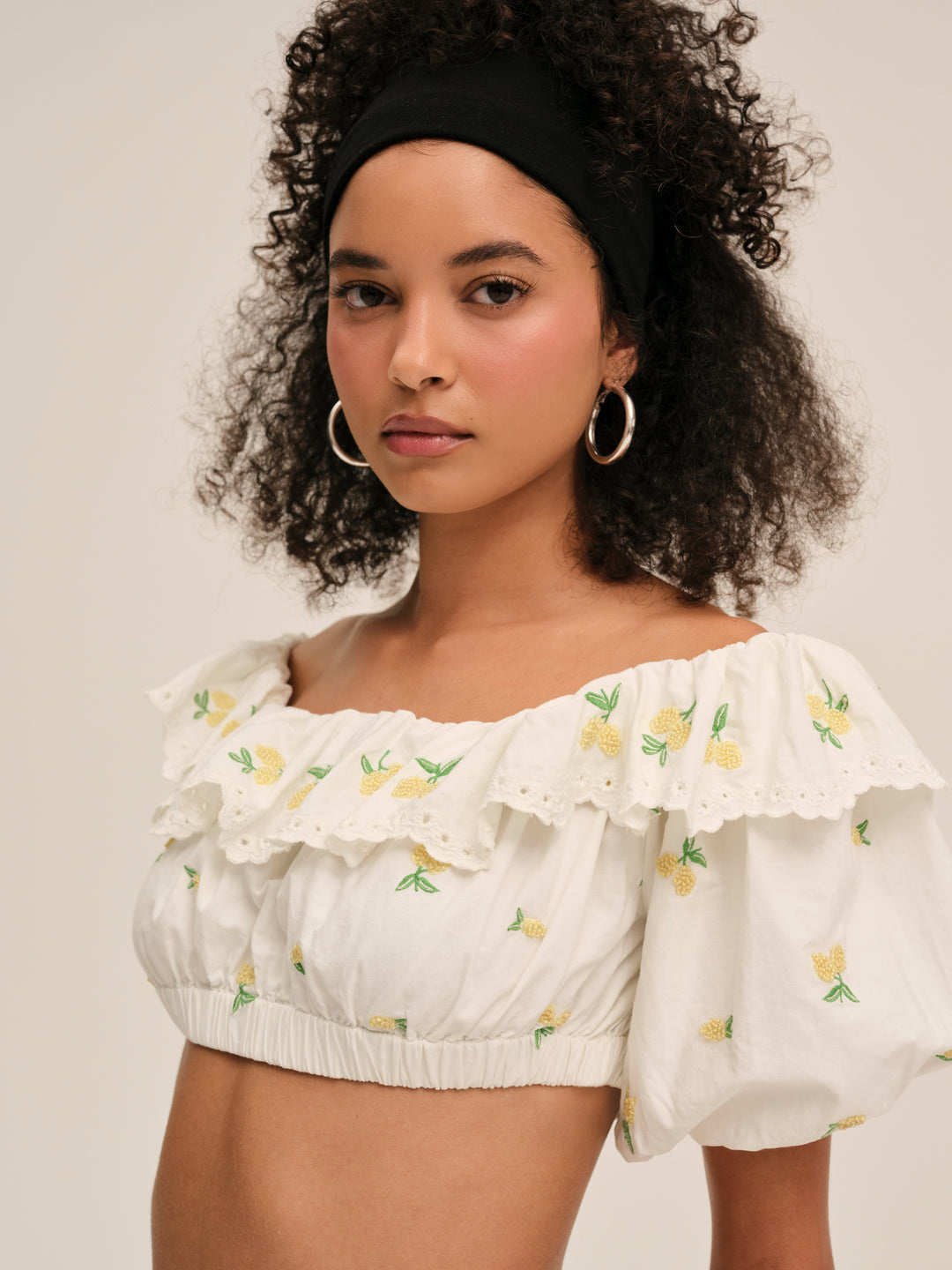 Lemon Spritz Crop Top White