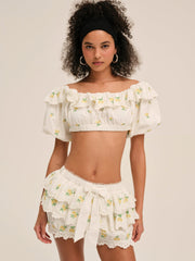 Lemon Spritz Crop Top White