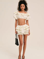 Lemon Spritz Crop Top White