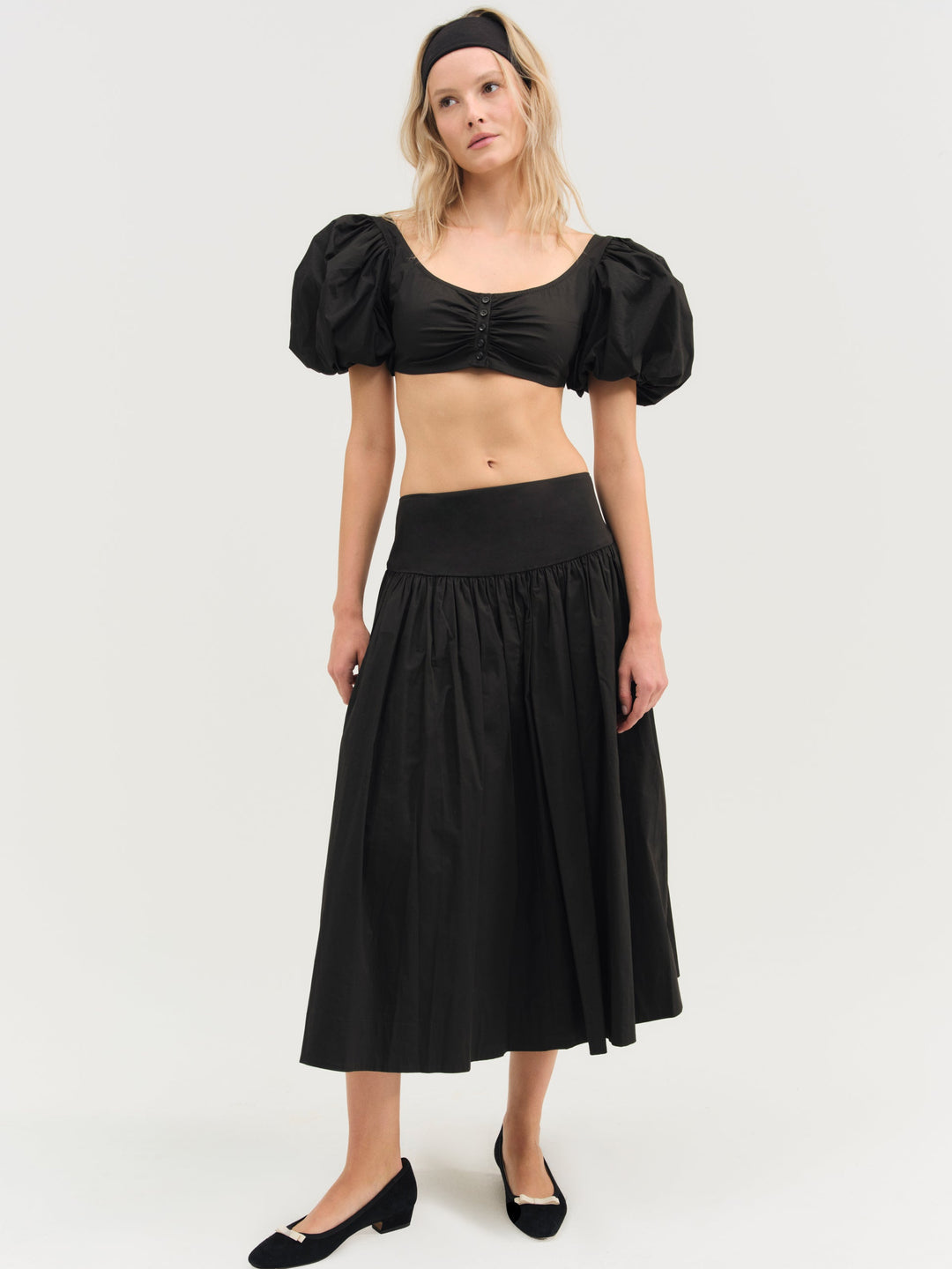 Helena Crop Poplin Top Black