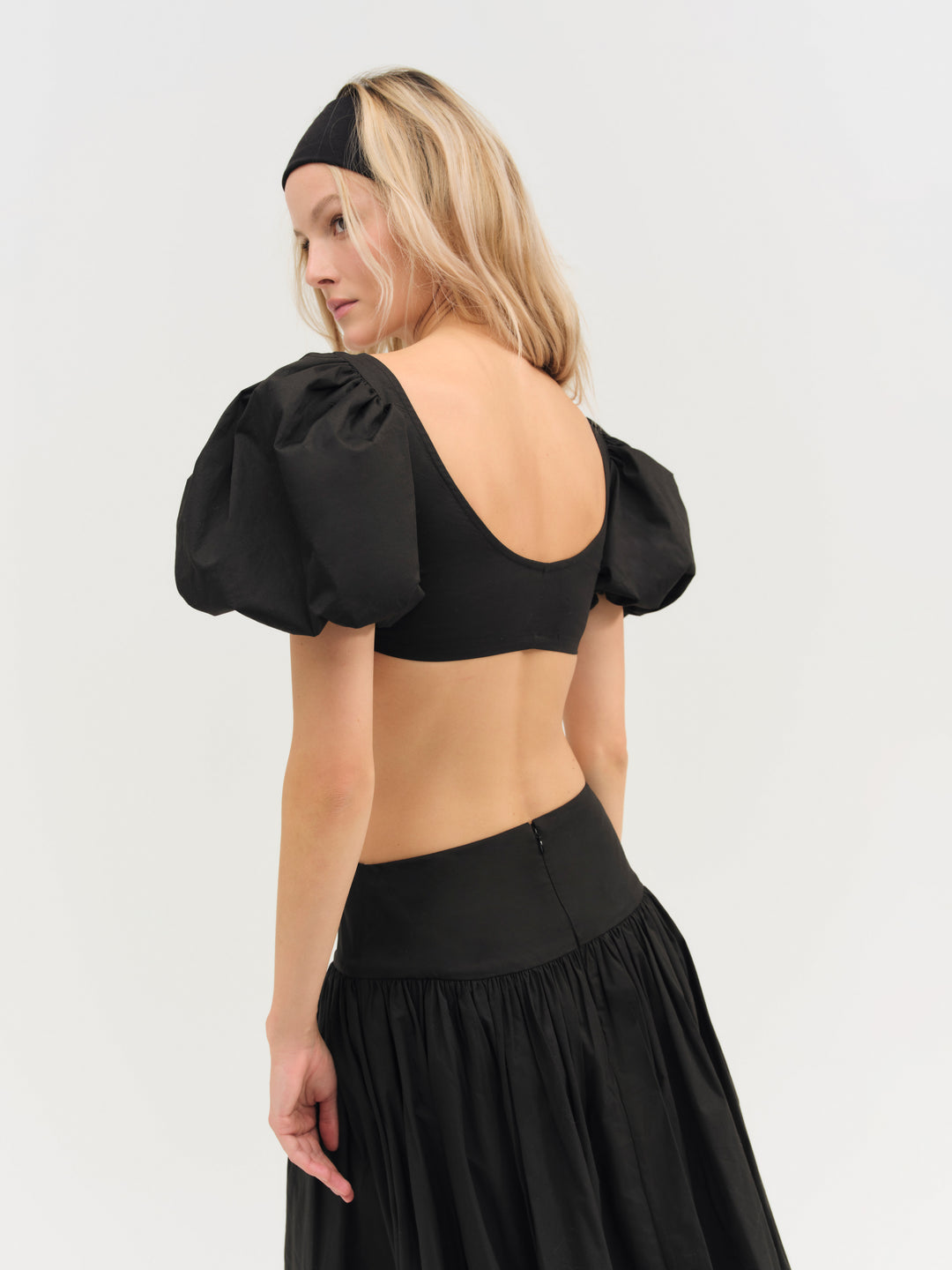 Helena Crop Poplin Top Black