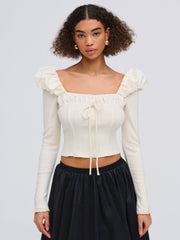 Aliyah Pointelle Top Cream