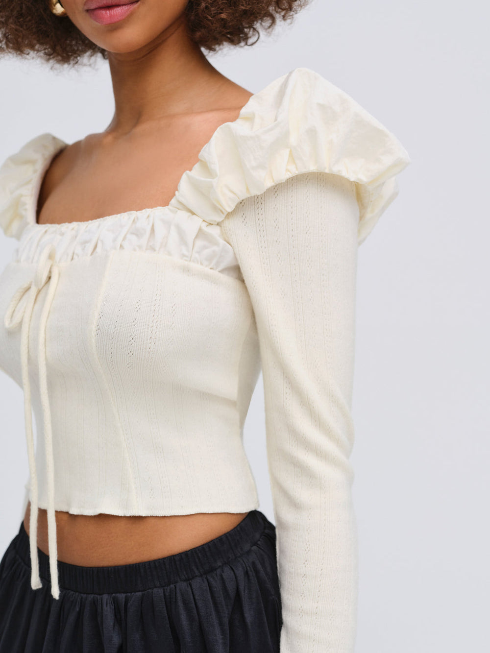 Aliyah Pointelle Top Cream