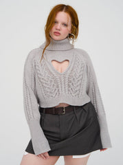 Vera Cropped Cut Out Sweater Grey