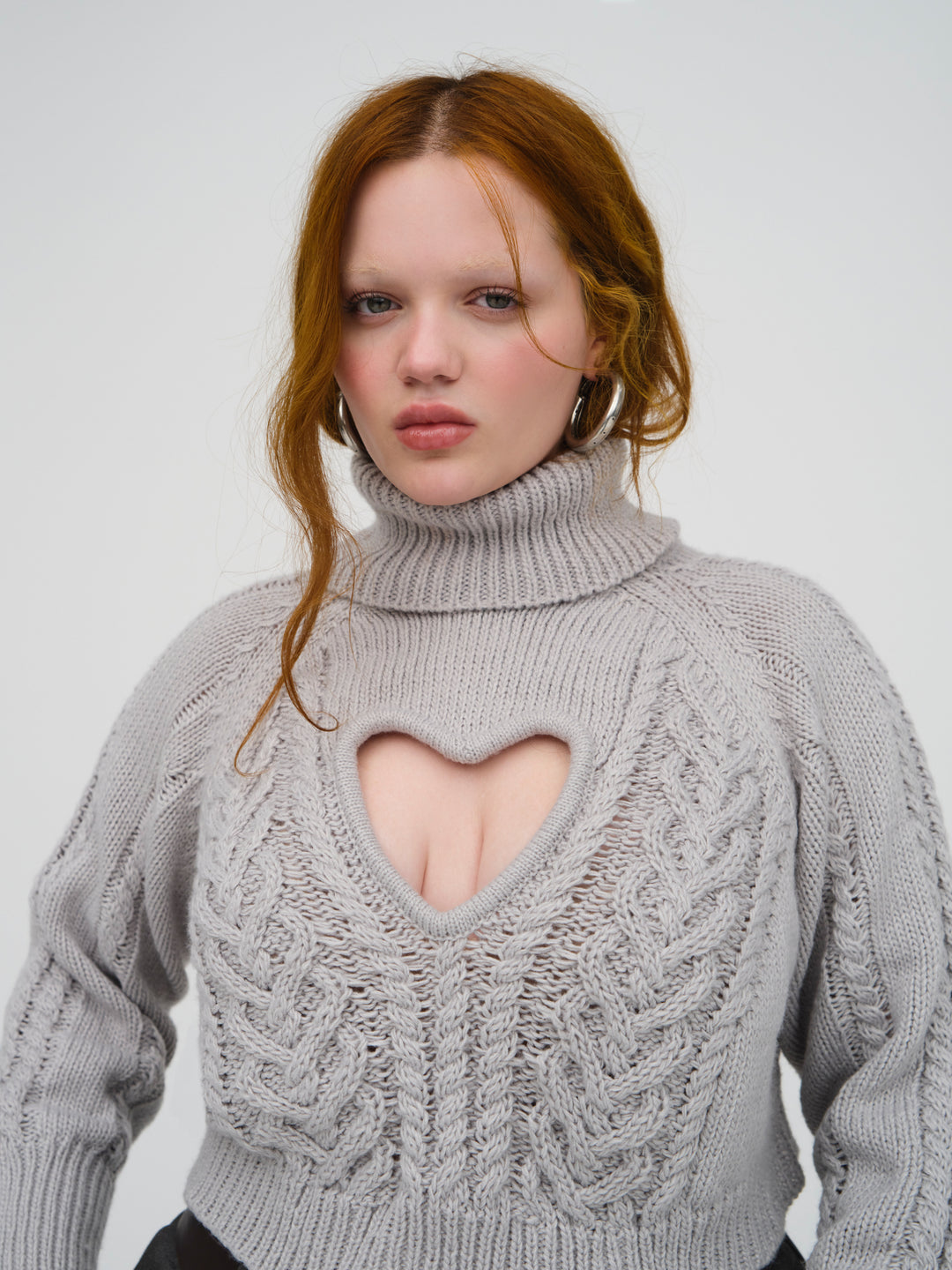 Vera Cropped Cut Out Sweater Grey