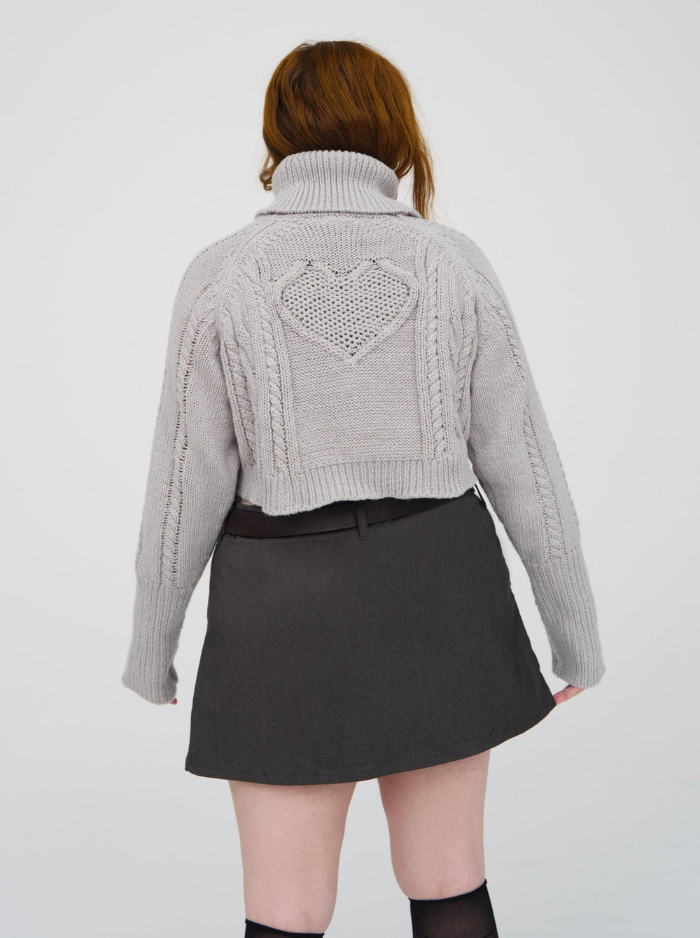 Vera Cropped Cut Out Sweater Grey