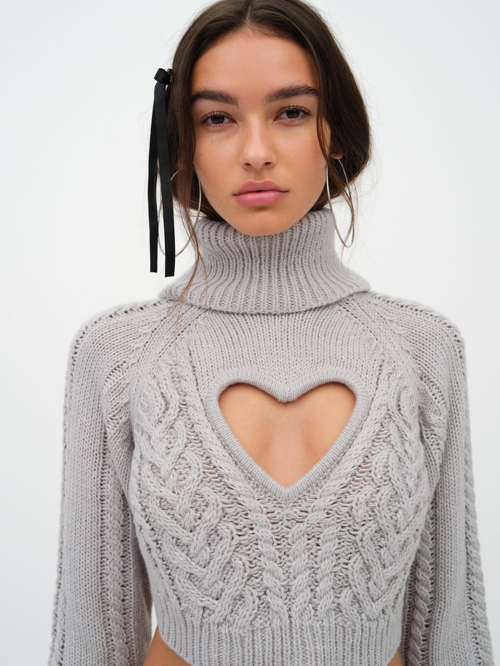 Vera Cropped Cut Out Sweater Grey