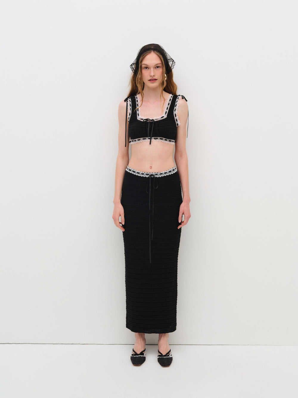 Mayfair Crochet Crop Top Black