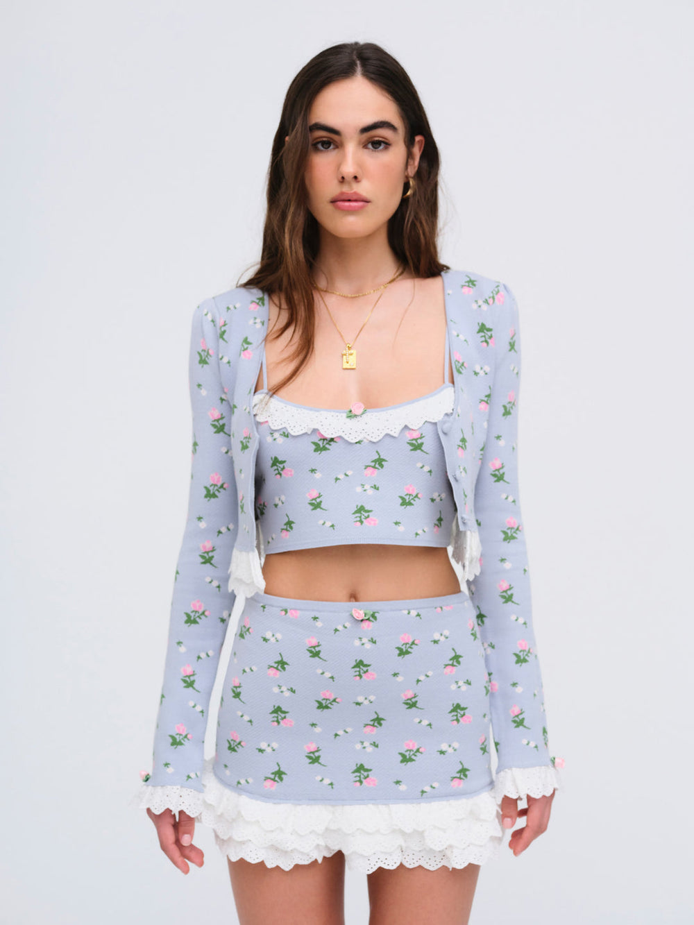 Amalia Knit Crop Top Blue