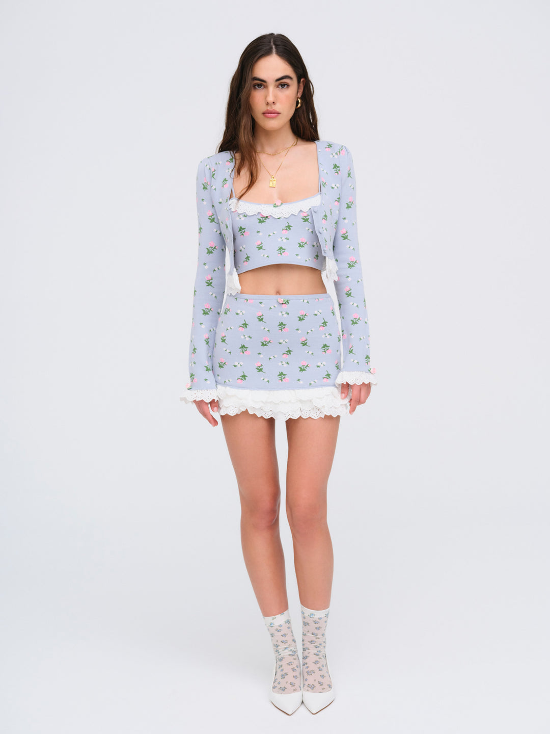 Amalia Knit Crop Top Blue