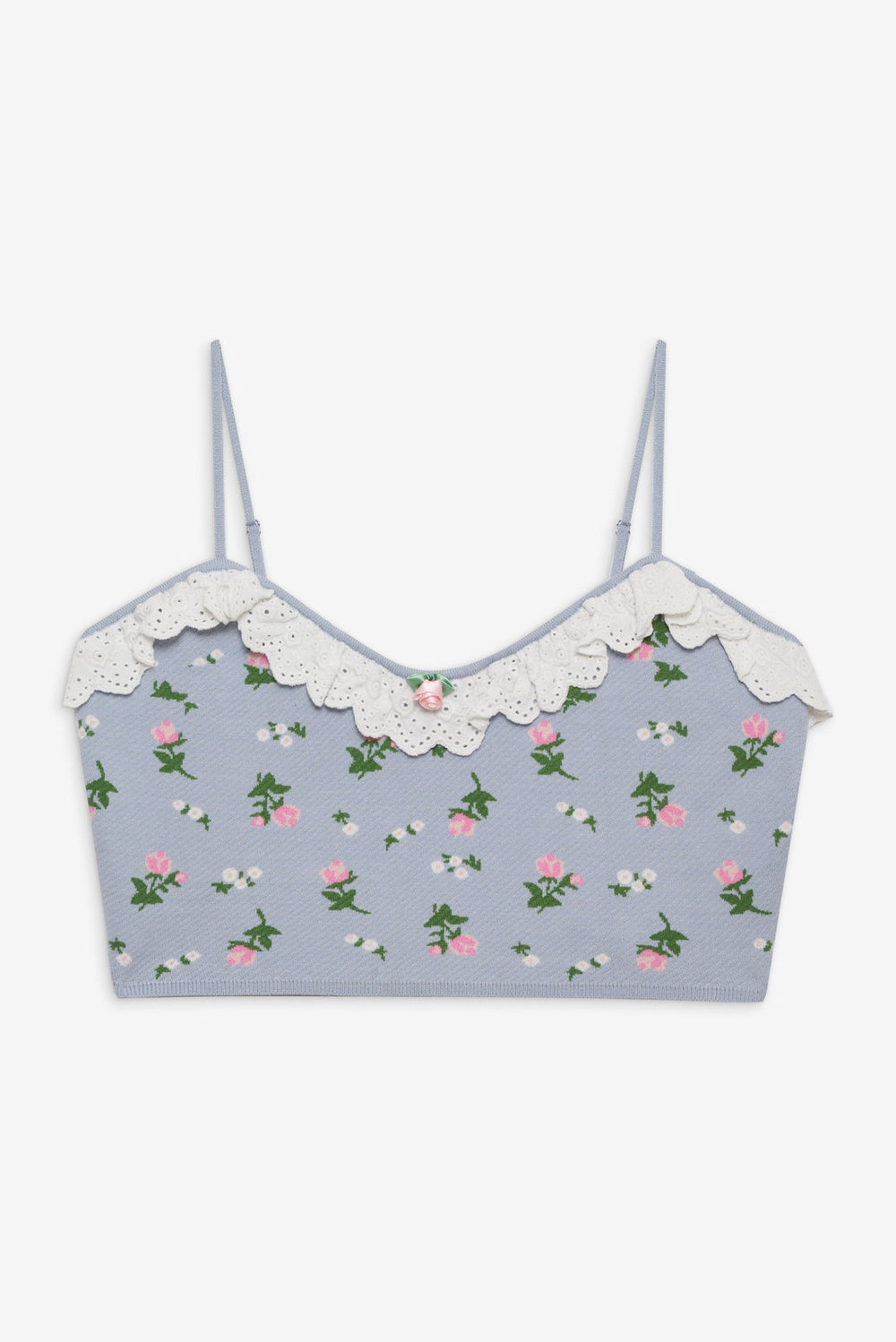 Amalia Knit Crop Top Blue