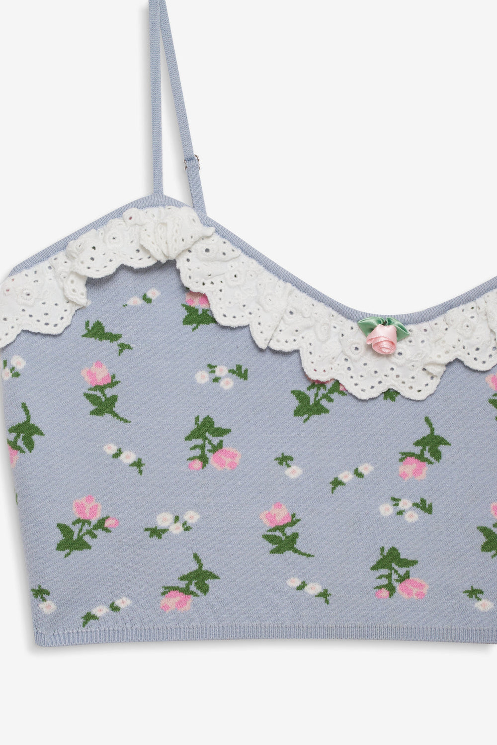 Amalia Knit Crop Top Blue