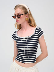 Suzette Stripe Top Black
