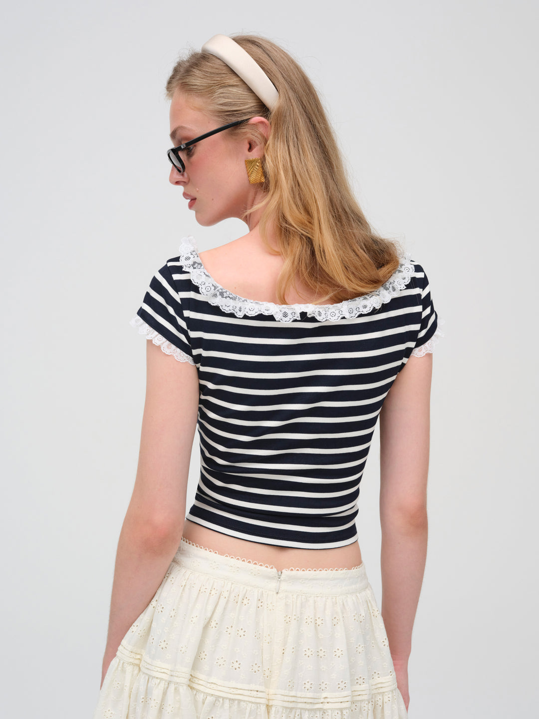 Suzette Stripe Top Black