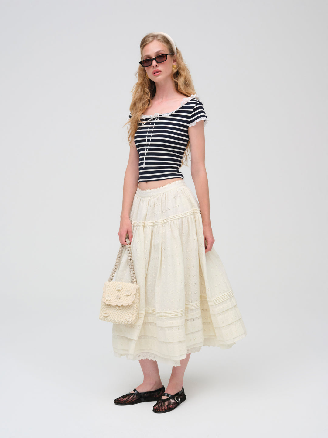 Suzette Stripe Top Black