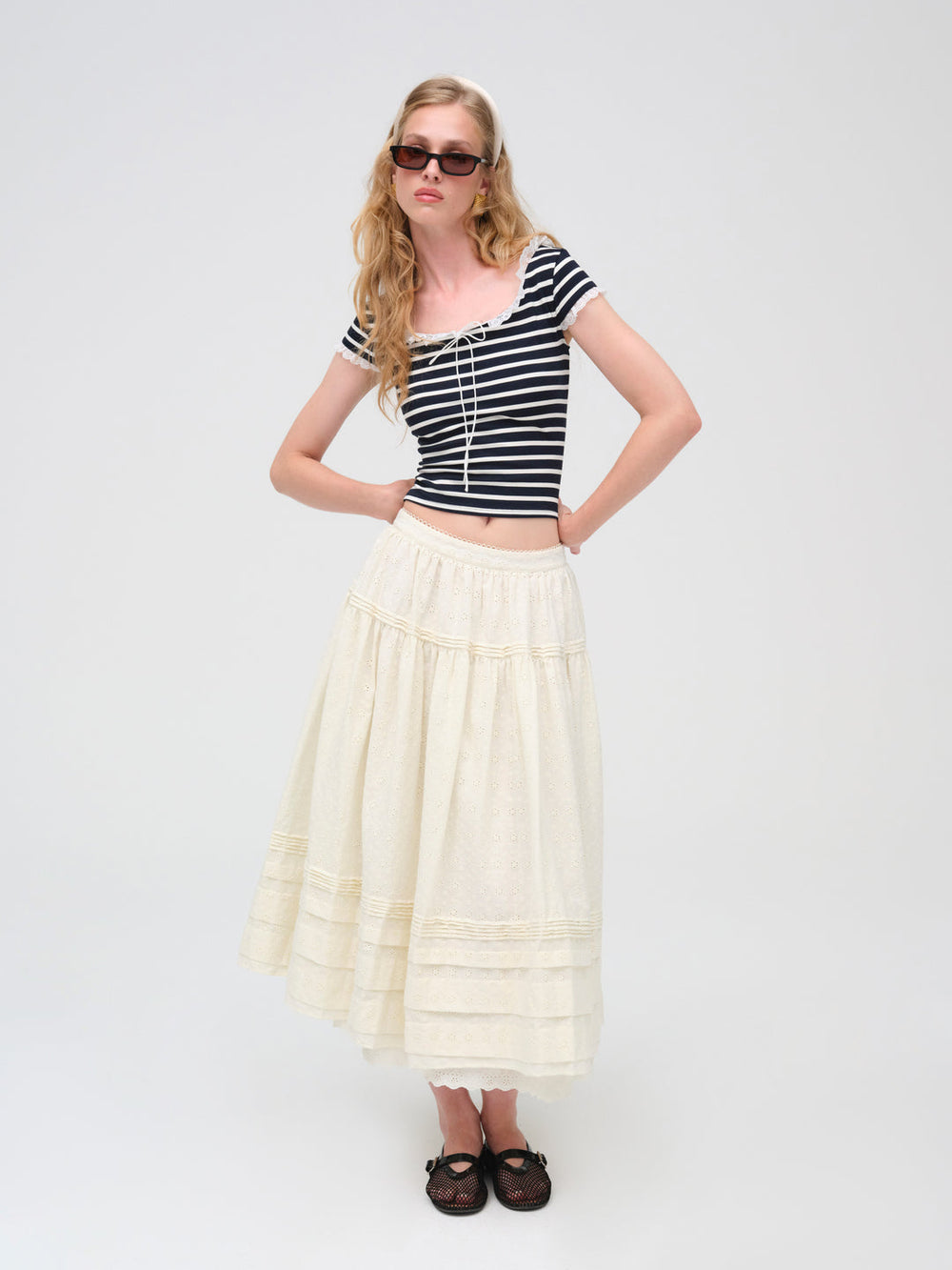 Suzette Stripe Top Black