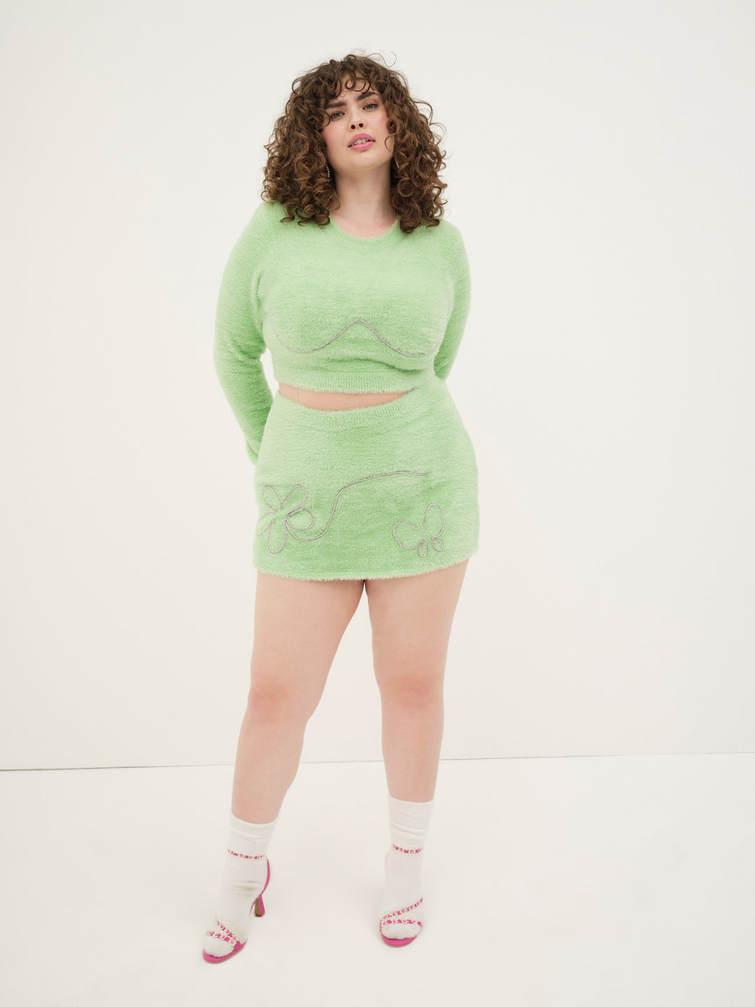 Reid Crop Sweater Green