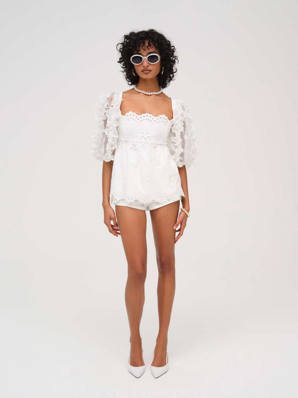 Daisy Eyelet Top White
