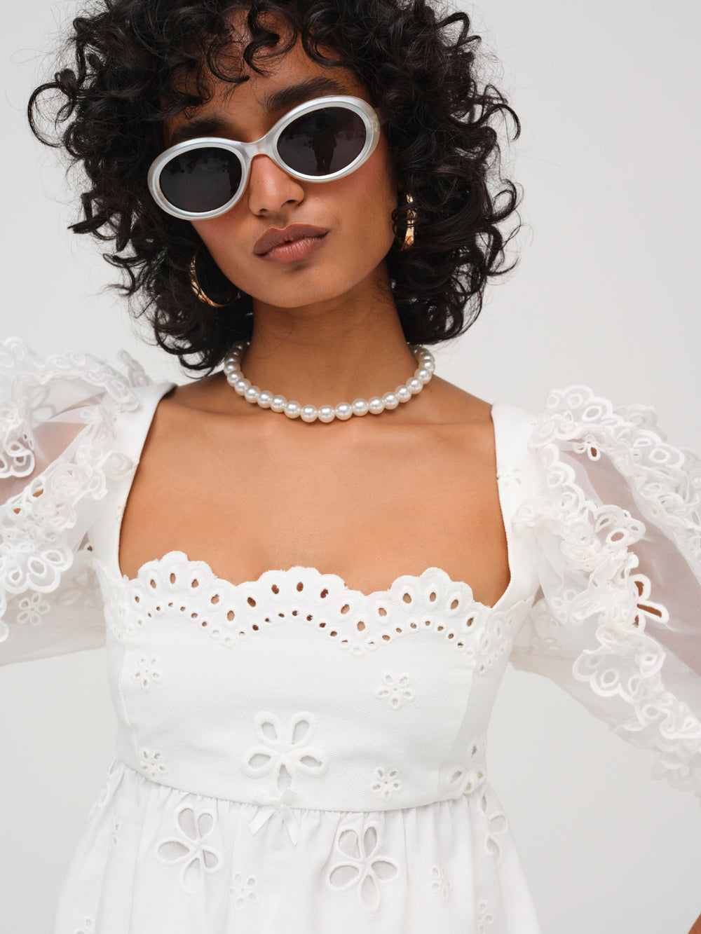 Daisy Eyelet Top White