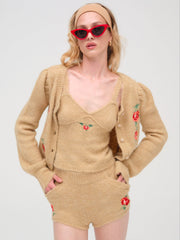 Grans Beaded Knit Tank Tan