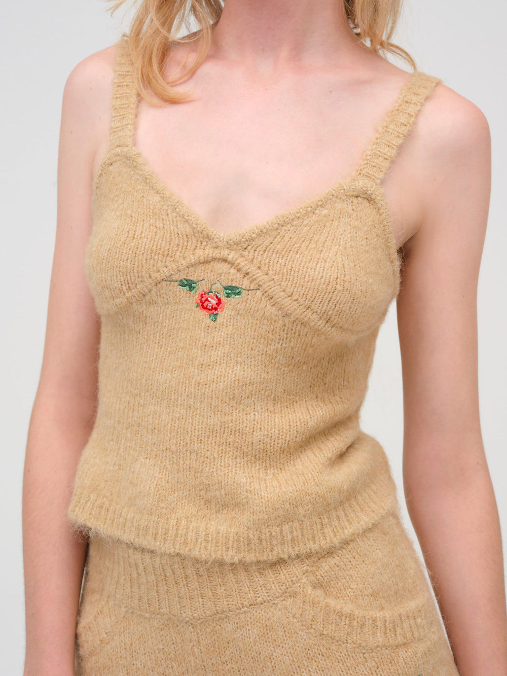 Grans Beaded Knit Tank Tan