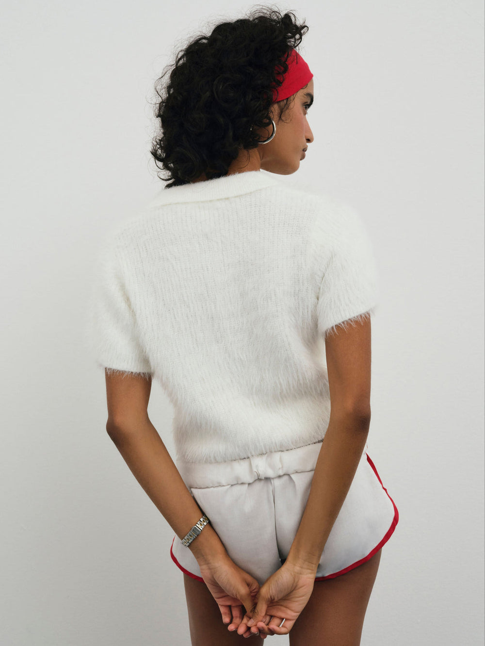 Fuzzy Knit  Top White