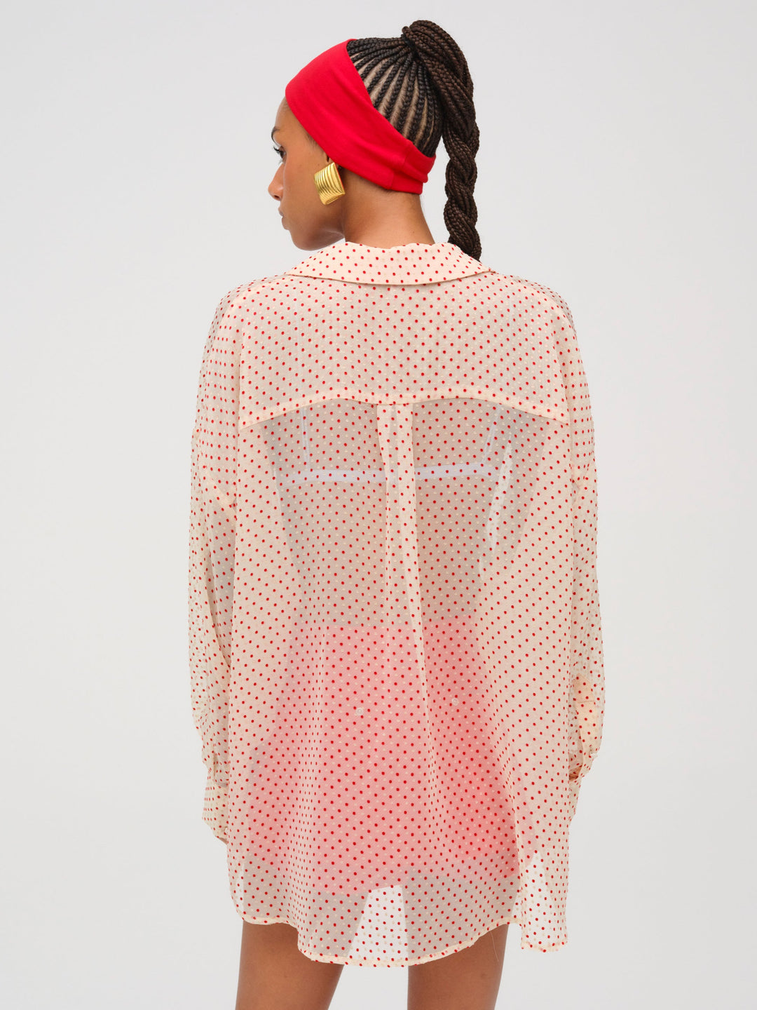Love Dot Button-Up Top Cream