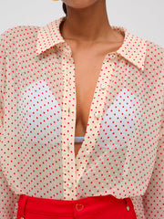 Love Dot Button-Up Top Cream
