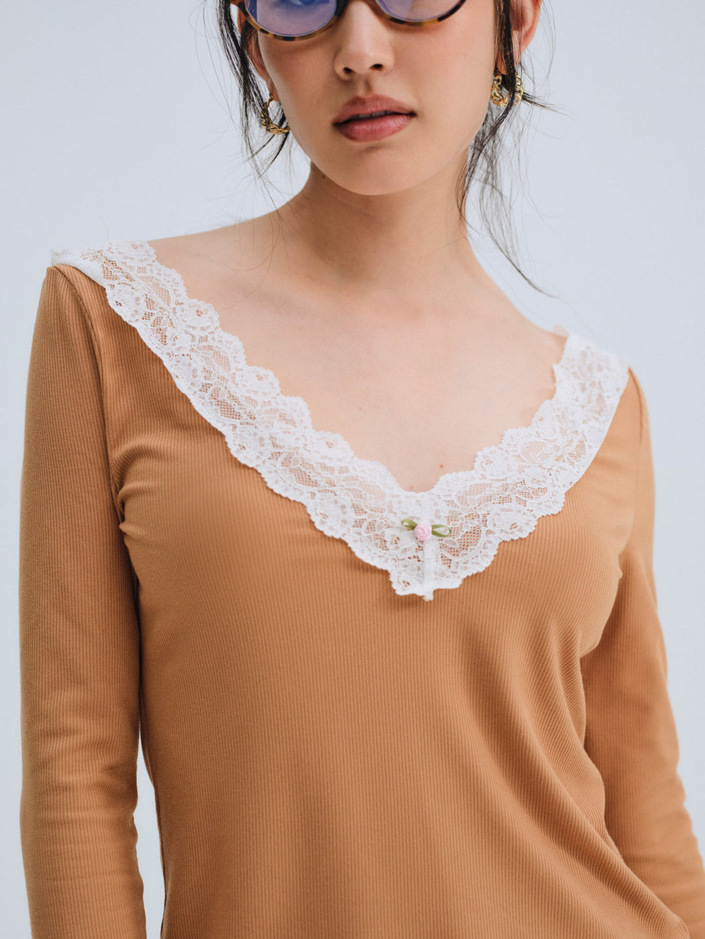 Eisley Ribbed Knit Top Brown