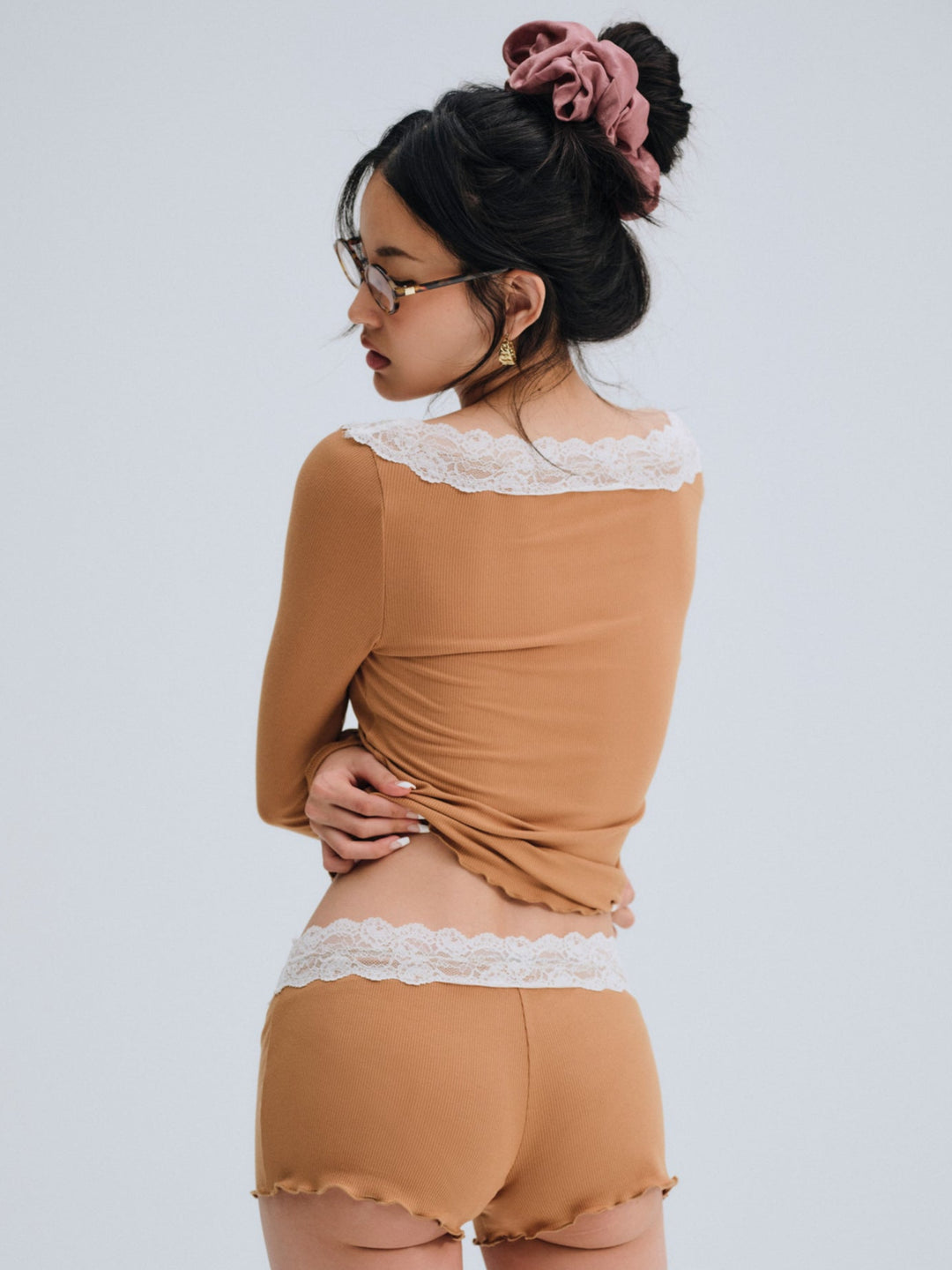 Eisley Ribbed Knit Top Brown