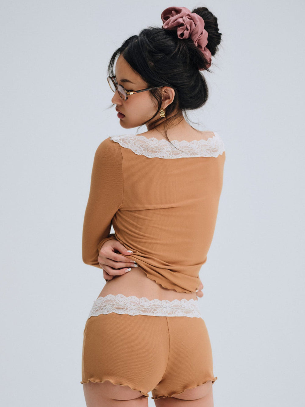Eisley Ribbed Knit Top Brown