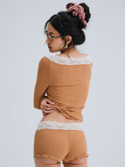 Eisley Ribbed Knit Top Brown