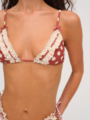 Dolly Dot Triangle Bikini Top Red