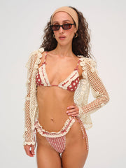 Dolly Dot Triangle Bikini Top Red