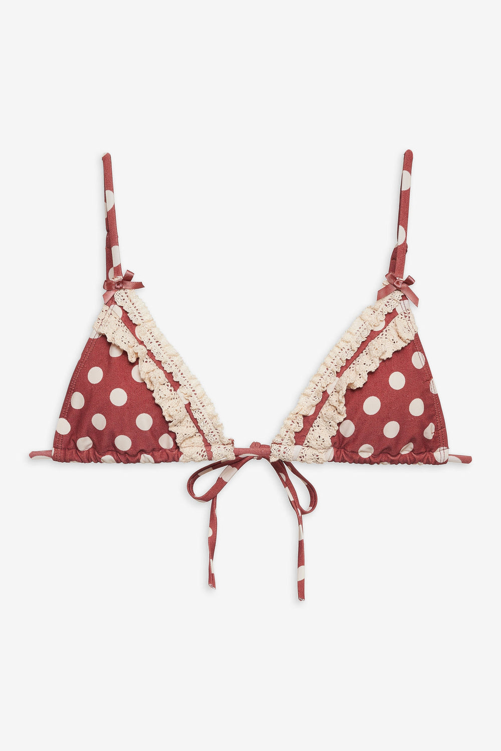 Dolly Dot Triangle Bikini Top Red