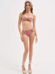 Gingham Bandeau Bikini Top Red