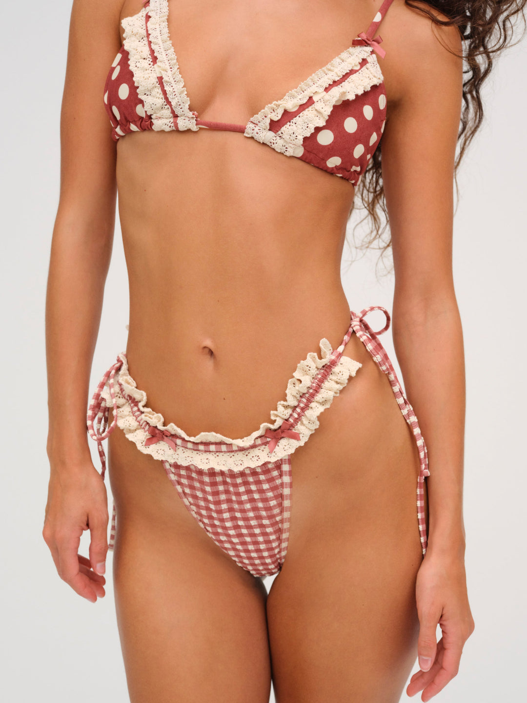Gingham Bikini Bottom Red
