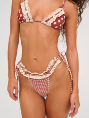 Gingham Bikini Bottom Red