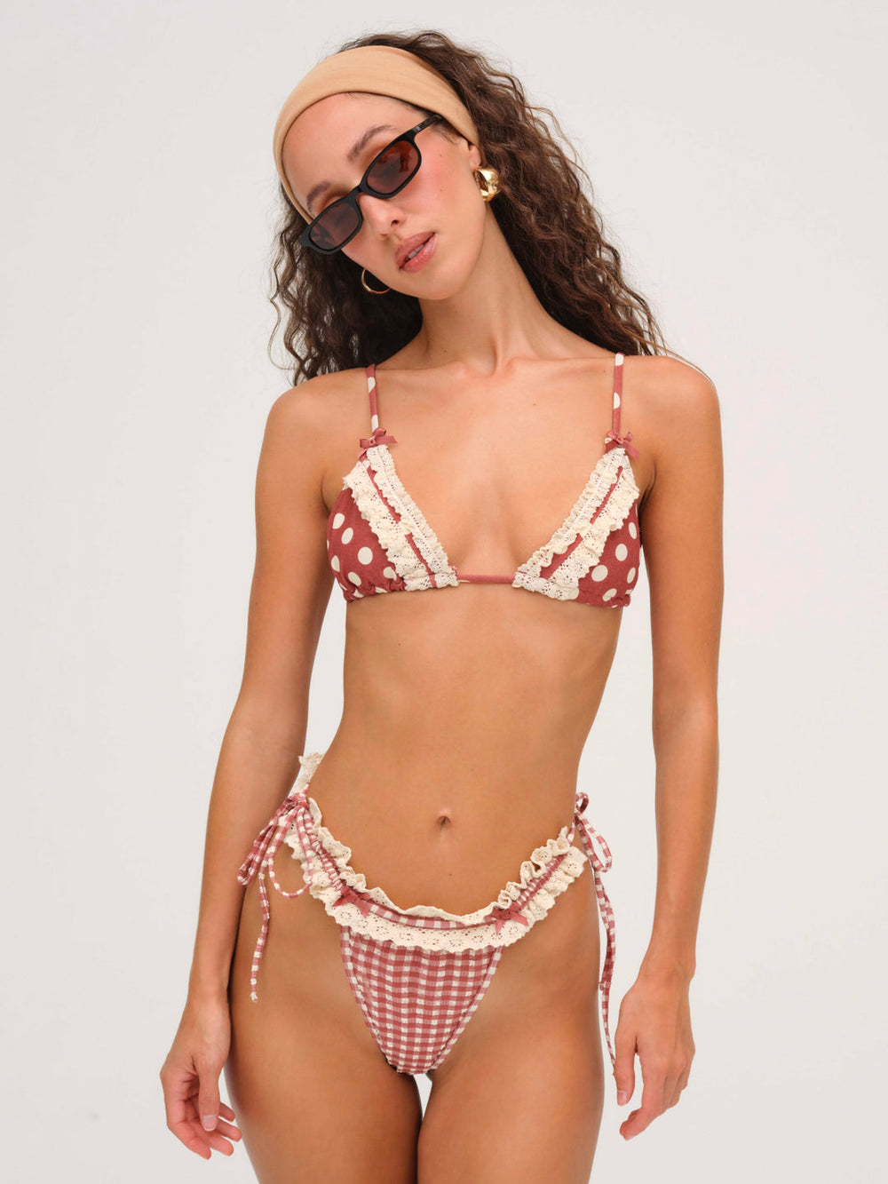 Gingham Bikini Bottom Red