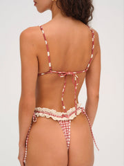 Gingham Bikini Bottom Red