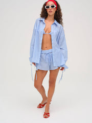 Gingham Button-Down Top Blue
