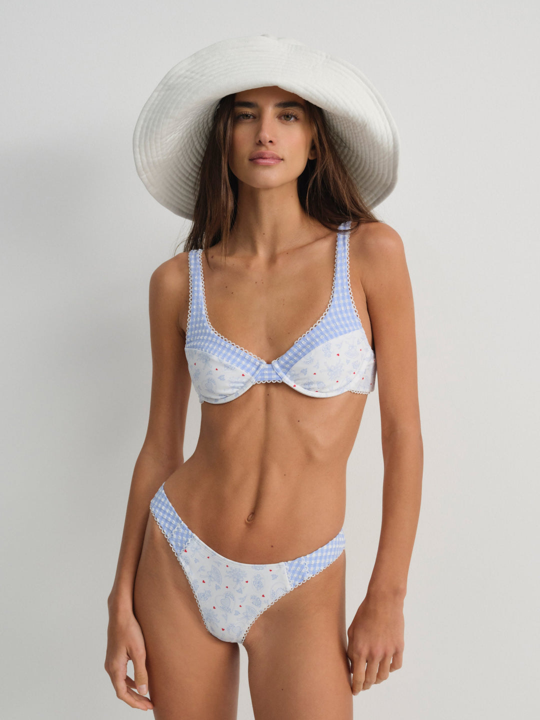 Floral Stems Underwire Bikini Top White