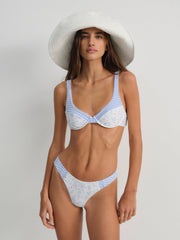 Floral Stems Bikini Bottom White