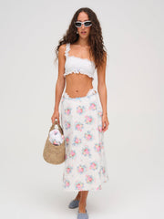 Daisy Eyelet One-Shoulder Bikini Top White