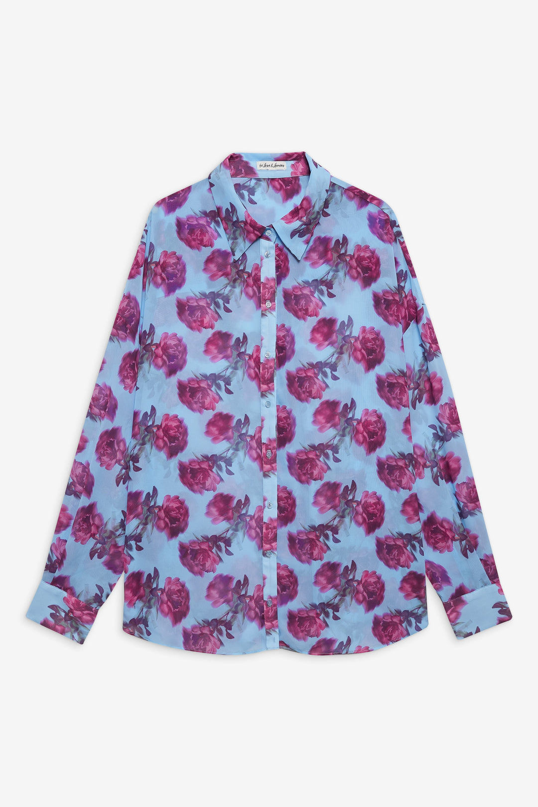 Floral Stems Button-Down Top Blue