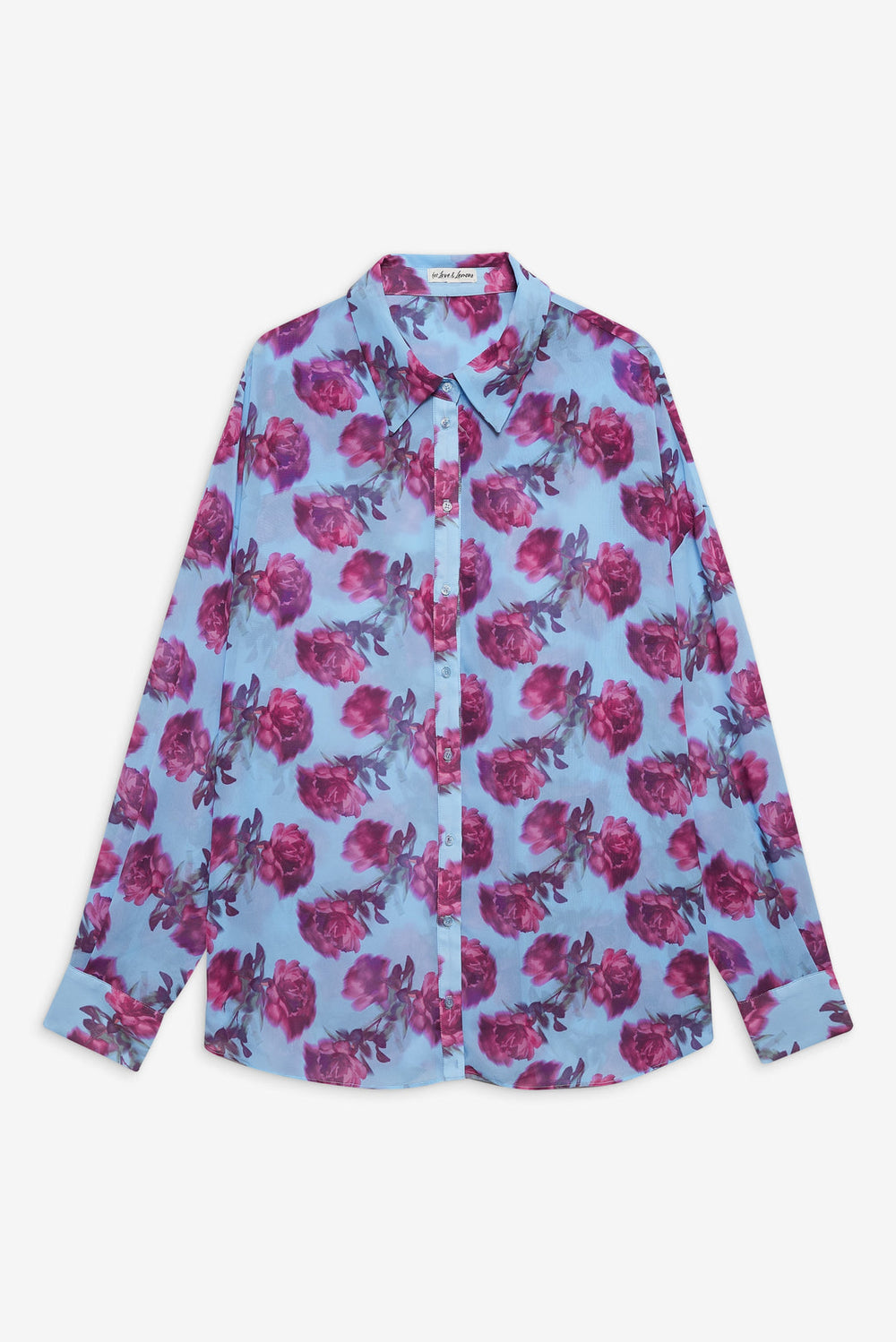 Floral Stems Button-Down Top Blue