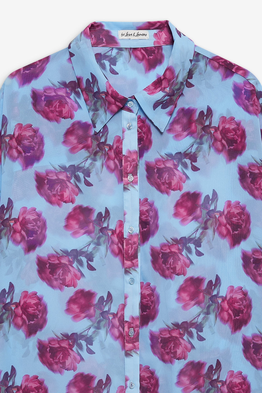 Floral Stems Button-Down Top Blue